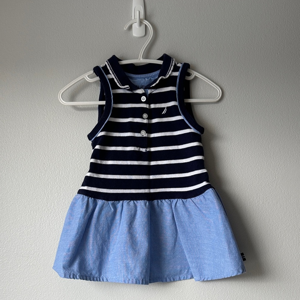 Nautica Navy and Blue Striped Baby Dress